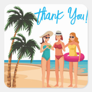 Sticker Carré Voyage de filles aux Bahamas Enterrement de vie de
