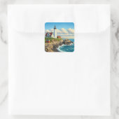 Sticker Carré Voyage du phare du Maine (Sac)