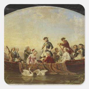 Sticker Carré Voyage en bateau à Rheinsberg