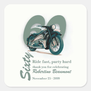 Sticker Carré Voyage en moto classique à grande vitesse pour un