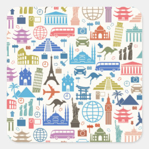Sticker Carré voyage mondial
