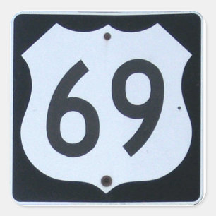 Sticker Carré Voyage US Route 69