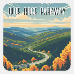 Sticker Carré Voyage vintage Blue Ridge Parkway