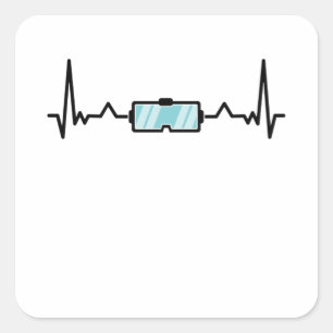 Sticker Carré VR Cadeau réalité virtuelle Gamer Heartbeat