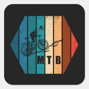 Sticker Carré VTT Downhill Vintage Vélo de Montagne