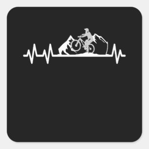 Sticker Carré VTT Lover Heartbeat Pulse Cyclist