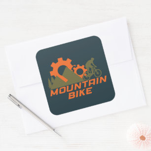 Sticker Carré VTT moderne de descente de vélo de montagne