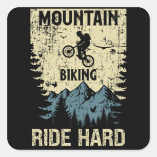 Sticker Carré VTT style rétro citation motivation