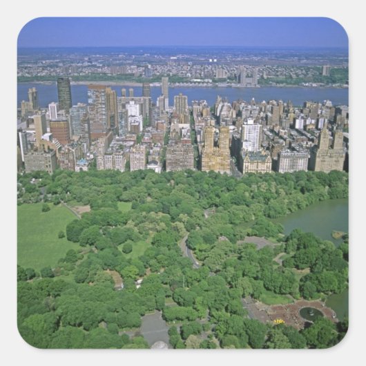 Sticker Carré Vue aérienne de Central Park et côté ouest (Devant)