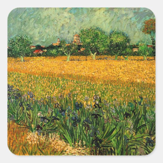Sticker Carré Vue d'Arles avec iris par Vincent van Gogh (Devant)