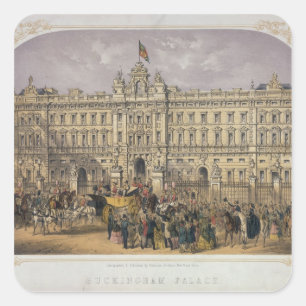Sticker Carré Vue de Buckingham Palace avec une foule dehors