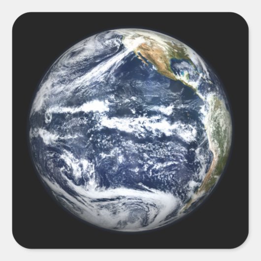 Sticker Carré Vue de la Terre entière centrée sur l'océan Pacifi (Devant)
