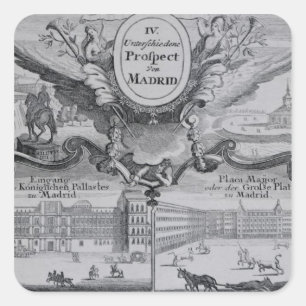 Sticker Carré Vue de la ville de Madrid