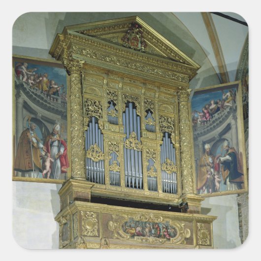 Sticker Carré Vue de l'orgue de l'église, c.1590 (Devant)