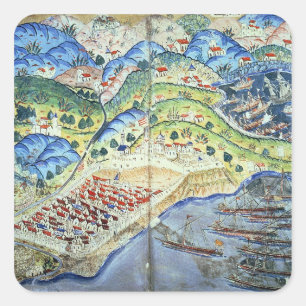 Sticker Carré Vue de Nice, du 'Suleymanname