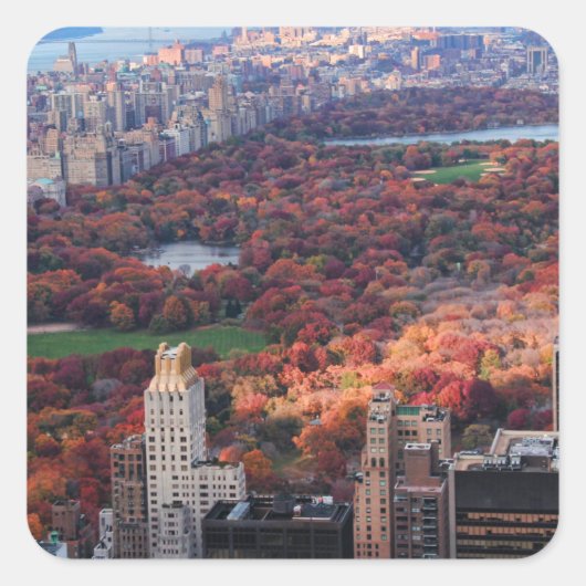 Sticker Carré Vue d'en haut : Automne à Central Park 01 (Devant)