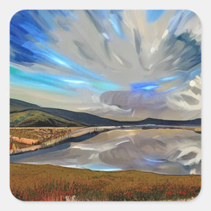 STICKER CARRÉ VUE DU LAC