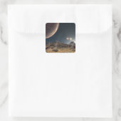 Sticker Carré Vue d'une lune hypothétique en orbite (Sac)