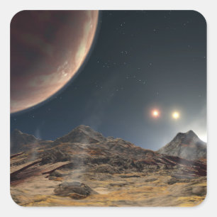 Sticker Carré Vue d'une lune hypothétique en orbite