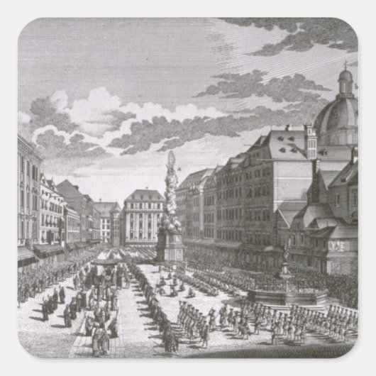Sticker Carré Vue d'une procession dans le Graben (Devant)