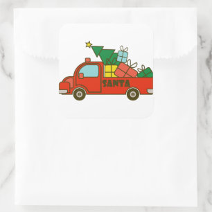 Sticker Carré Vue latérale du camion père Noël Joyeux Noël