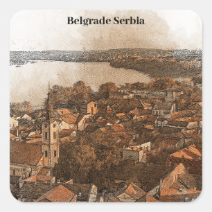 Sticker Carré Vue panoramique de Belgrade Serbie Skyline