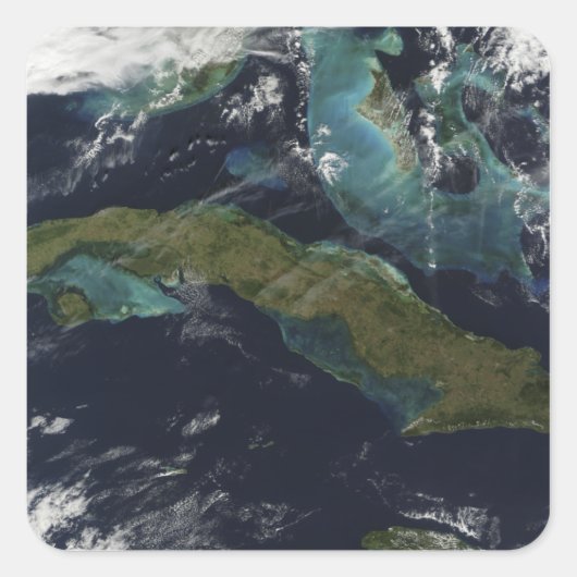 Sticker Carré Vue satellite de Cuba (Devant)