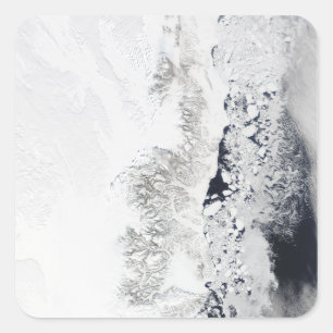 Sticker Carré Vue satellite de la côte est de Greenlan