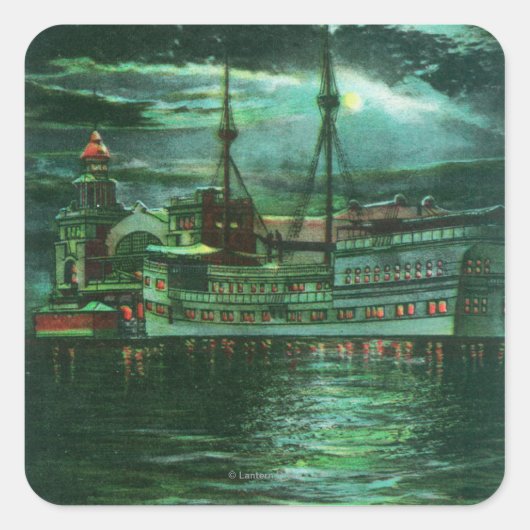 Sticker Carré Vue sur la lune du restaurant Ship Hotel (Devant)