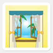 Sticker Carré Vue sur la plage d'été (Devant)