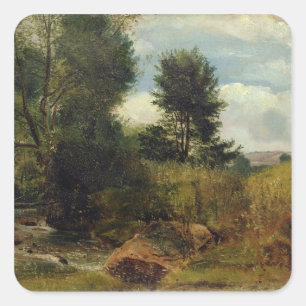 Sticker Carré Vue sur la rivière Sid, près de Sidmouth, c.1852