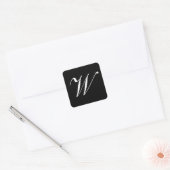 Sticker Carré W Monogramme initial blanc sur noir (Enveloppe)