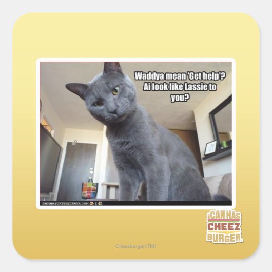 Sticker Carré Wadya veut dire "Obtenez de l'aide" ? (Devant)