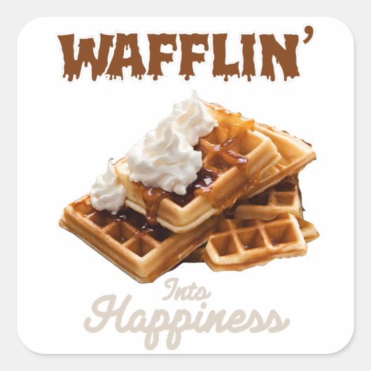 Sticker Carré Wafflin' dans le bonheur (Devant)