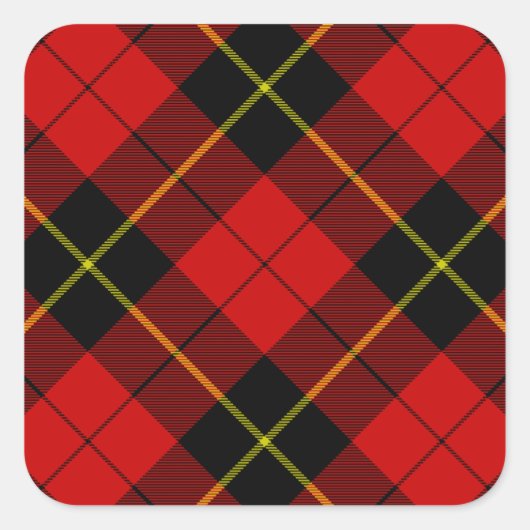 Sticker Carré Wallace tartan rouge noir plaid (Devant)