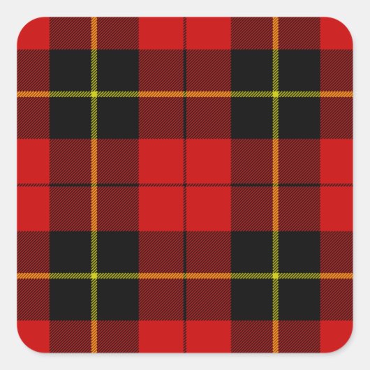 Sticker Carré Wallace tartan rouge noir plaid (Devant)