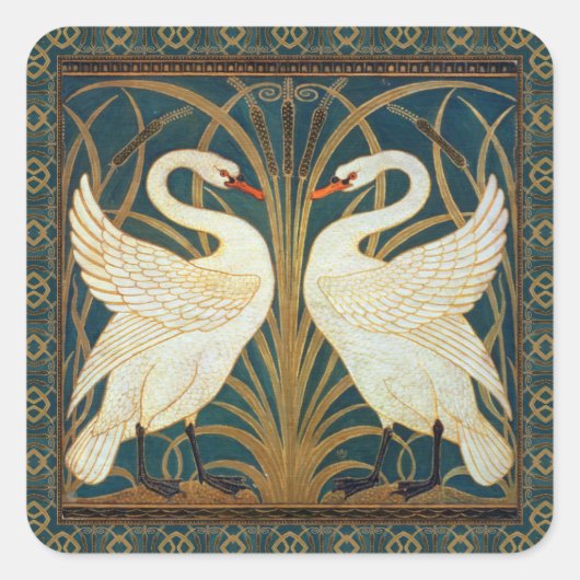 Sticker Carré Walter Crane Swan (Devant)