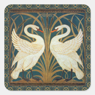 Sticker Carré Walter Crane Swan