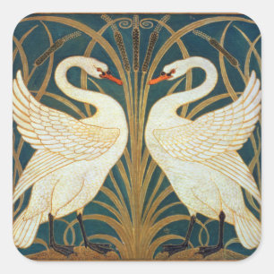 Sticker Carré Walter Crane Swan