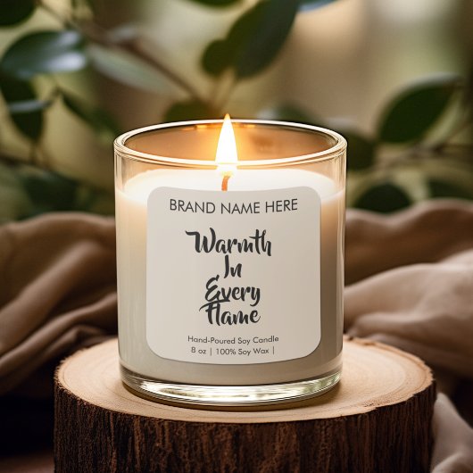 Sticker Carré Warmth in Every Flame | Modern Candle Labels