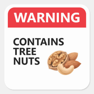 Sticker Carré WARNING: CONTAINS TREE NUTS | Food Allergy