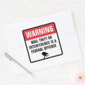 Sticker Carré Warning Mail Theft Federal Offense Delivery (Enveloppe)
