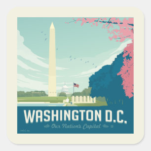 Sticker Carré Washington DC   La capitale de notre nation