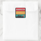 Sticker Carré Washington DC State Skyline Souvenir Vintage (Sac)