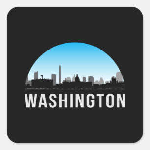 Sticker Carré Washington USA City Skyline Skyline Drôle cadeau
