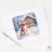 Sticker Carré Watercolor Appenzeller Sennenhund Alpine Chalet (Enveloppe)