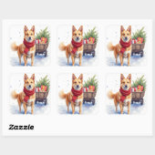 Sticker Carré Watercolor Australian Stumpy Tail Cattle Dog (Feuille)