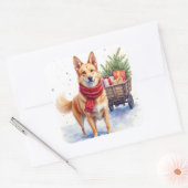 Sticker Carré Watercolor Australian Stumpy Tail Cattle Dog (Enveloppe)