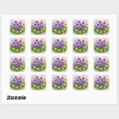 Sticker Carré Watercolor Blooming Purple Violets (Feuille)