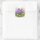 Sticker Carré Watercolor Blooming Purple Violets (Sac)